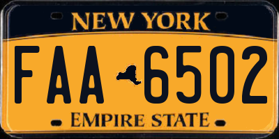 NY license plate FAA6502