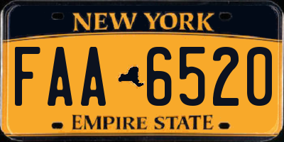 NY license plate FAA6520