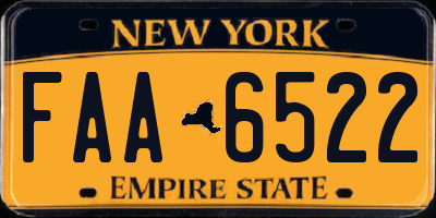 NY license plate FAA6522