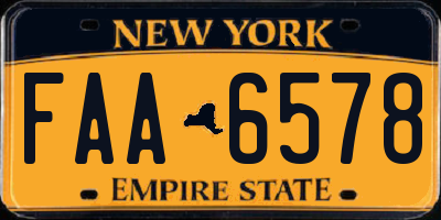 NY license plate FAA6578