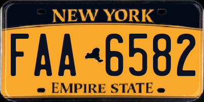 NY license plate FAA6582