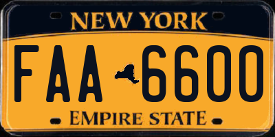 NY license plate FAA6600