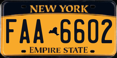 NY license plate FAA6602