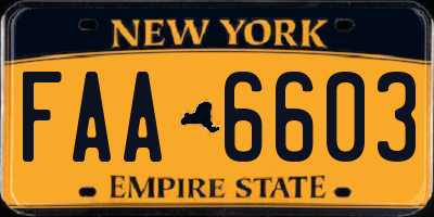 NY license plate FAA6603