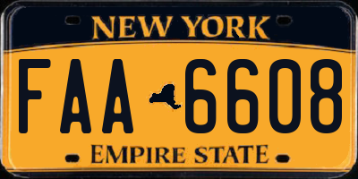 NY license plate FAA6608