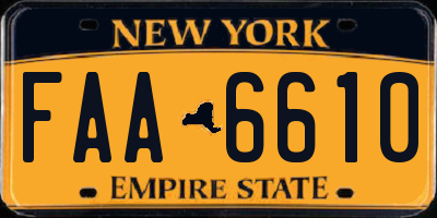 NY license plate FAA6610