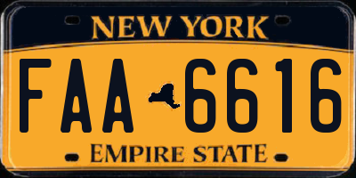 NY license plate FAA6616