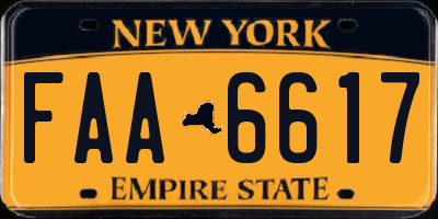 NY license plate FAA6617