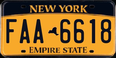 NY license plate FAA6618