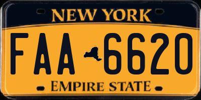 NY license plate FAA6620