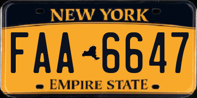 NY license plate FAA6647