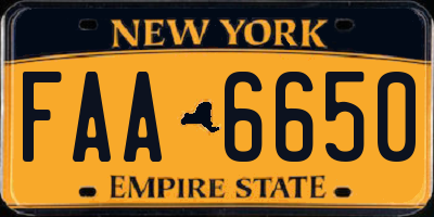 NY license plate FAA6650