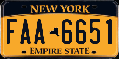 NY license plate FAA6651