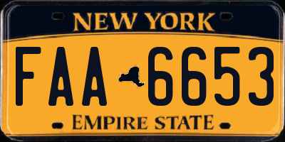 NY license plate FAA6653