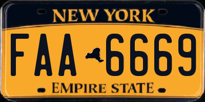 NY license plate FAA6669