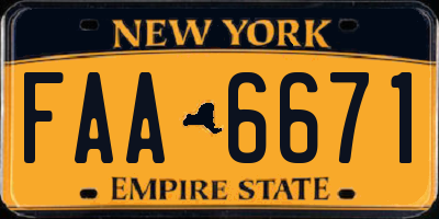 NY license plate FAA6671