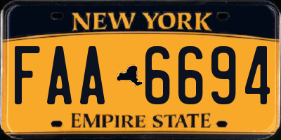 NY license plate FAA6694