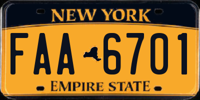 NY license plate FAA6701