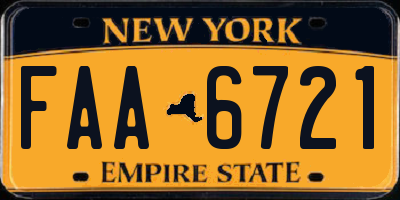 NY license plate FAA6721