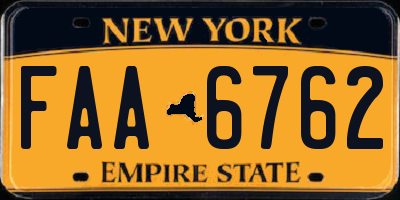 NY license plate FAA6762