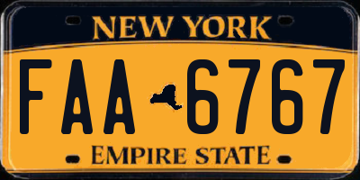 NY license plate FAA6767
