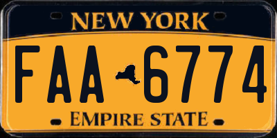 NY license plate FAA6774