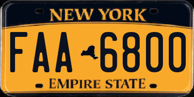 NY license plate FAA6800