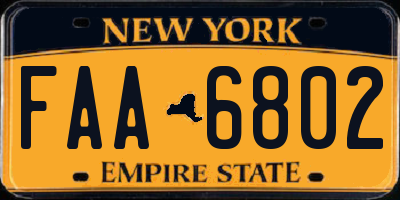 NY license plate FAA6802