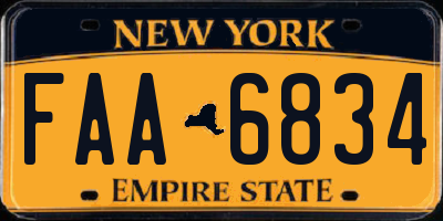 NY license plate FAA6834