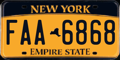 NY license plate FAA6868