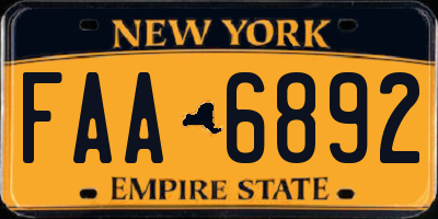 NY license plate FAA6892