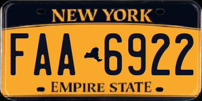 NY license plate FAA6922