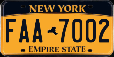 NY license plate FAA7002