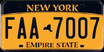 NY license plate FAA7007