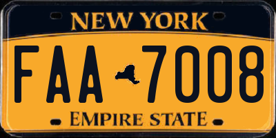 NY license plate FAA7008