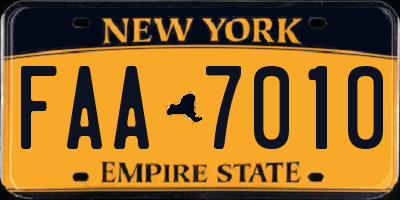 NY license plate FAA7010