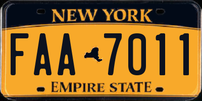 NY license plate FAA7011