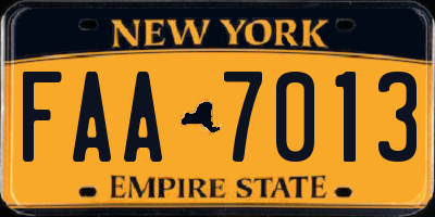 NY license plate FAA7013