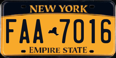 NY license plate FAA7016