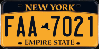 NY license plate FAA7021