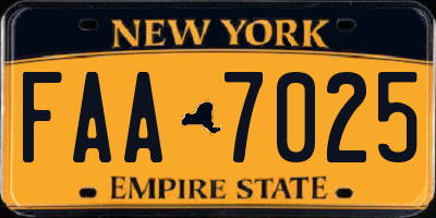 NY license plate FAA7025