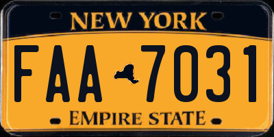 NY license plate FAA7031