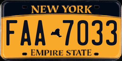 NY license plate FAA7033