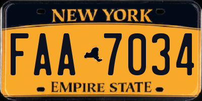 NY license plate FAA7034