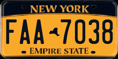 NY license plate FAA7038