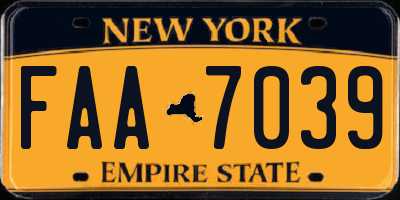 NY license plate FAA7039