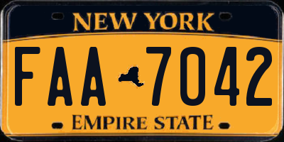 NY license plate FAA7042