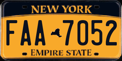 NY license plate FAA7052