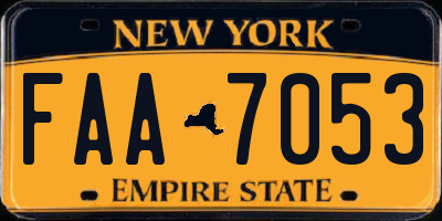 NY license plate FAA7053