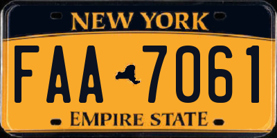 NY license plate FAA7061